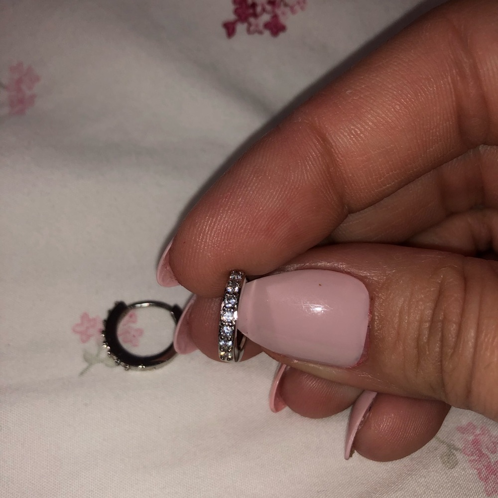 Small hoop earring with rhinestones